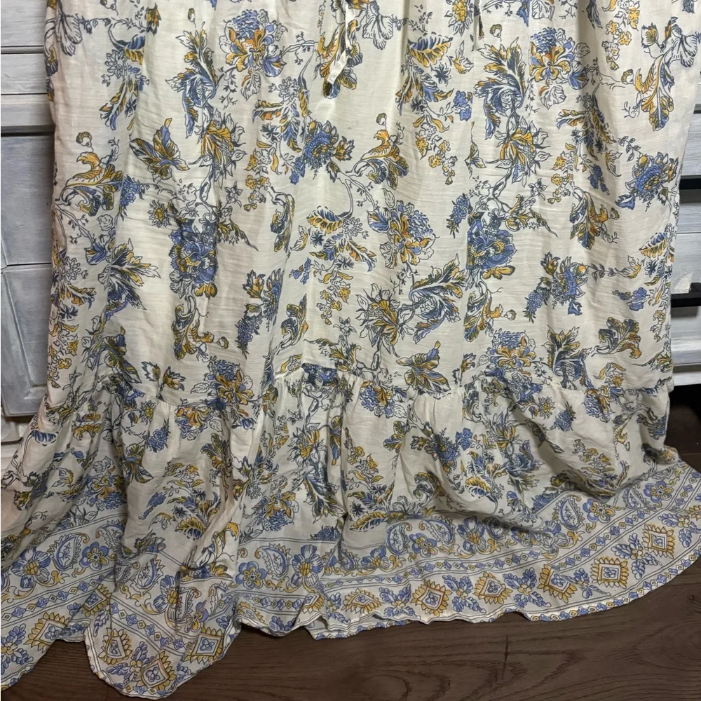 Lea White Floral Puff‎ Sleeve Midi Dresss Feminine Dainty Garden Party Romantic
